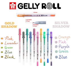 Sakura Gelly Roll Silver & Gold Shadow Gel Pen - 1.0 mm - 10 Color Set